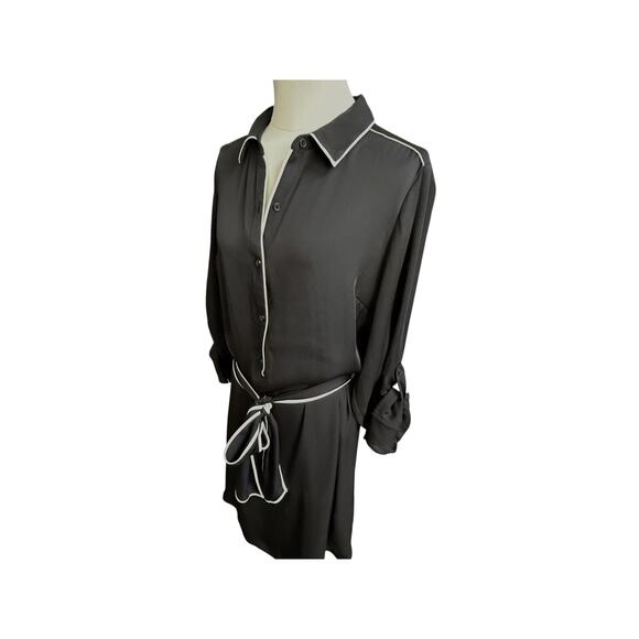 Express Women's Black and white dress size Large Button front Tie belt - Picture 3 of 3